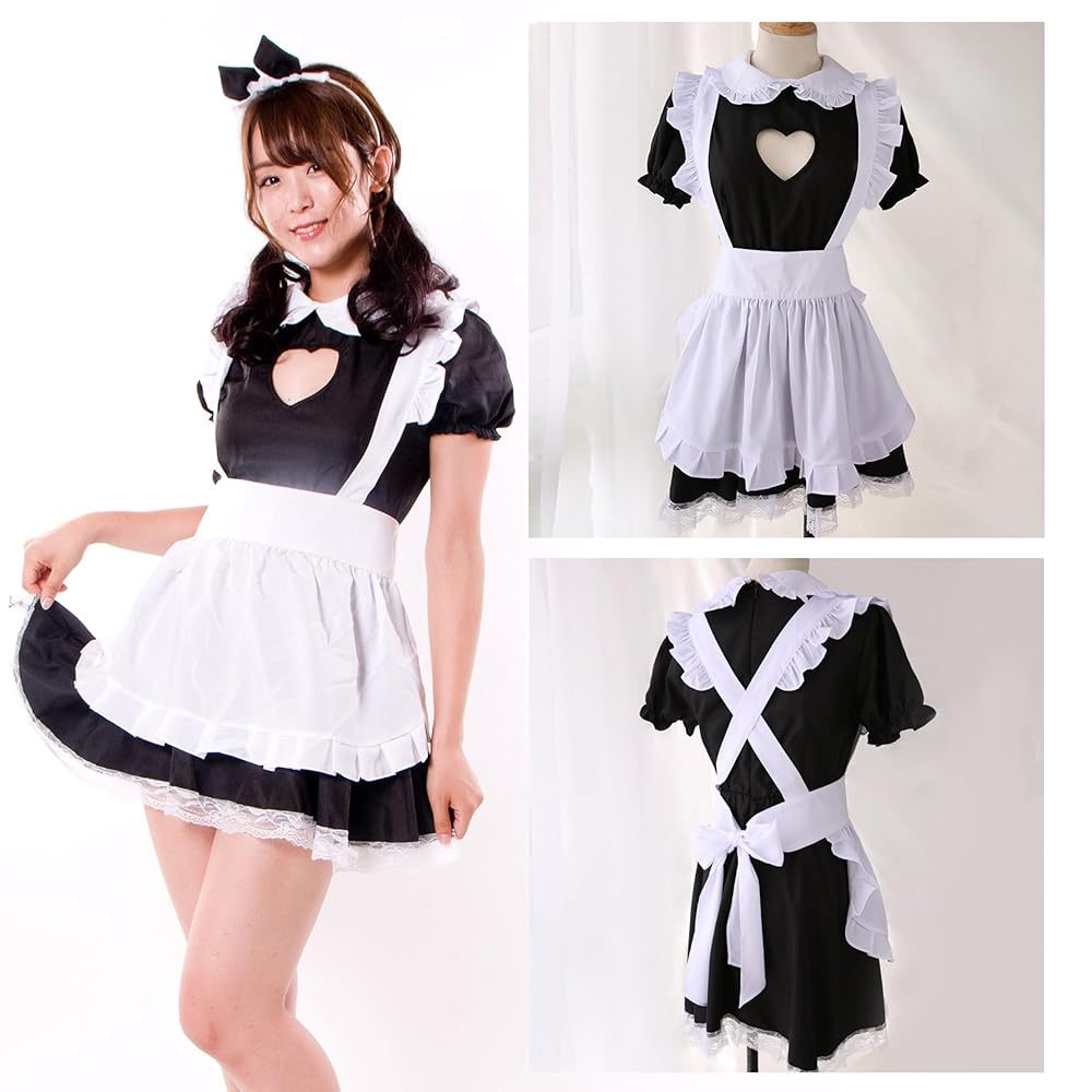 Amazon | [kitamurasyokai] ハート胸元がセクシーなメイド服